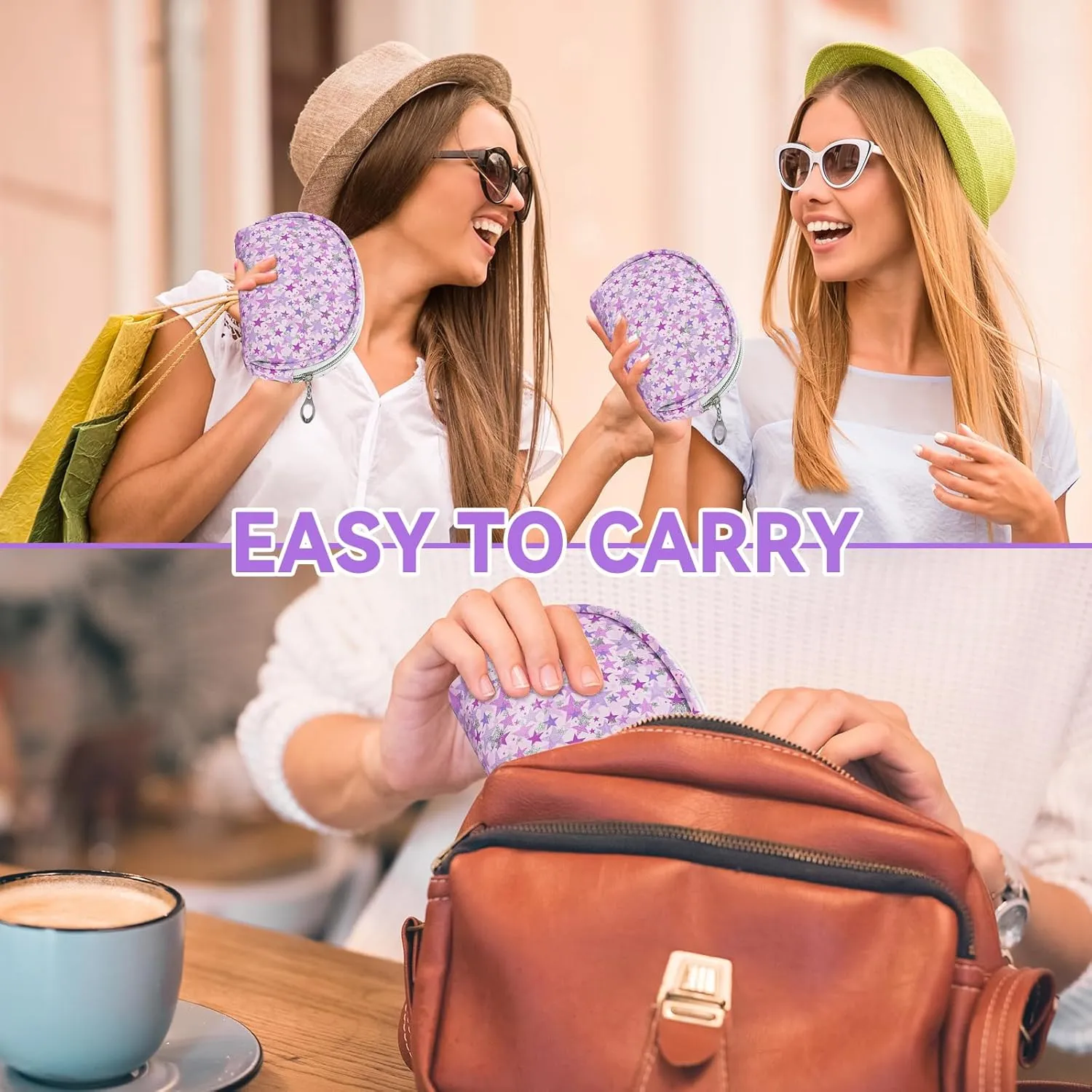 12 Pieces Mini Makeup Bags, Waterproof Small Cosmetic Pouch with Zipper for Travel Toiletry Bag Portable Organizer Storage Purse for Women (Purple)