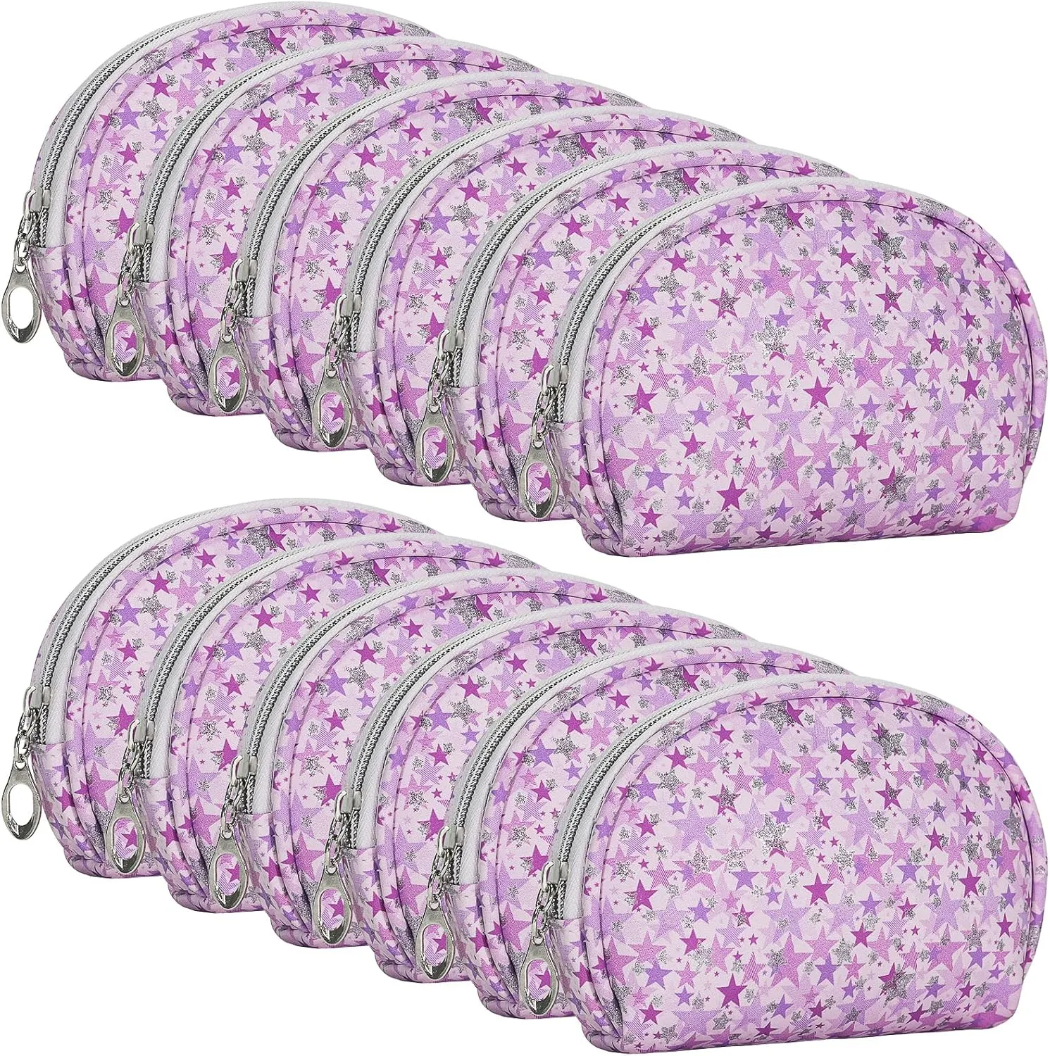 12 Pieces Mini Makeup Bags, Waterproof Small Cosmetic Pouch with Zipper for Travel Toiletry Bag Portable Organizer Storage Purse for Women (Purple)