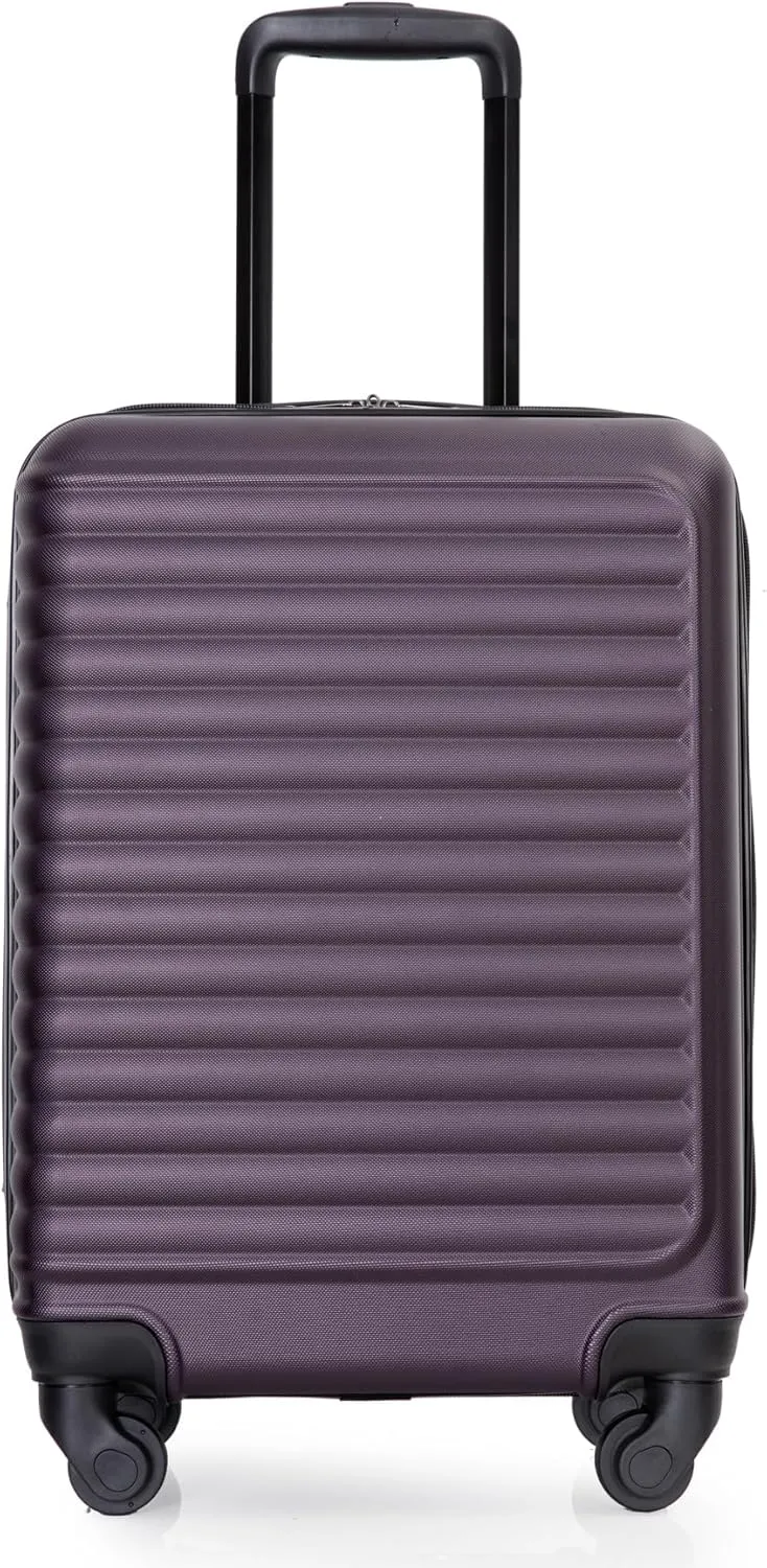 20-Inch Lightweight Suitcase with Spinner Wheels and Organized Interior, Purple
