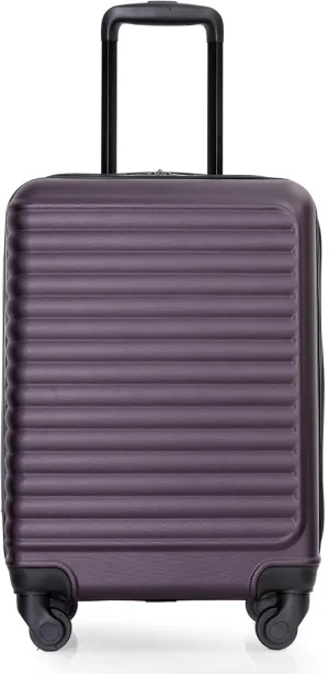 20-Inch Lightweight Suitcase with Spinner Wheels and Organized Interior, Purple