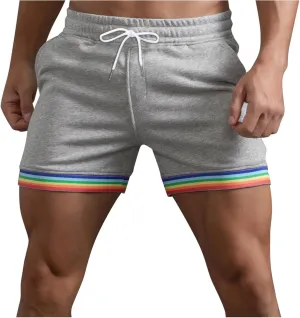 2024 Mens Shorts, Summer Solid Color Stripe Shorts Pants, Pocket Drawstring Loose Casual Gym Sports Running Shorts