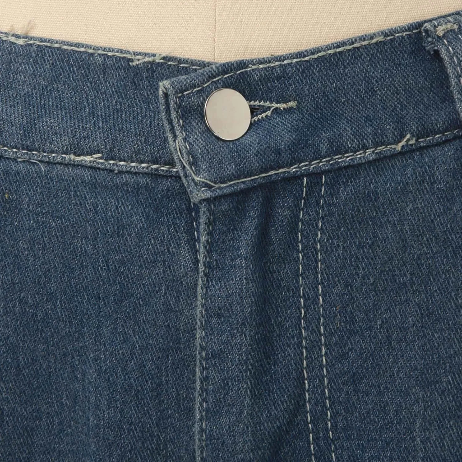 2024 Wide Leg Jeans for Women High Waist Stretchy Denim Capri Pants Fold Hem Cropped Baggy Denim Pants Trouser Jeans