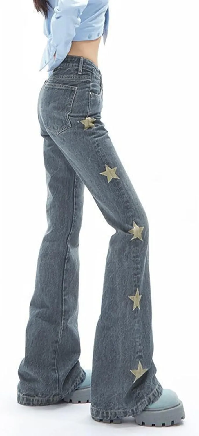 2024 Wide Leg Jeans for Women High Waist Stretchy Denim Capri Pants Fold Hem Cropped Baggy Denim Pants Trouser Jeans