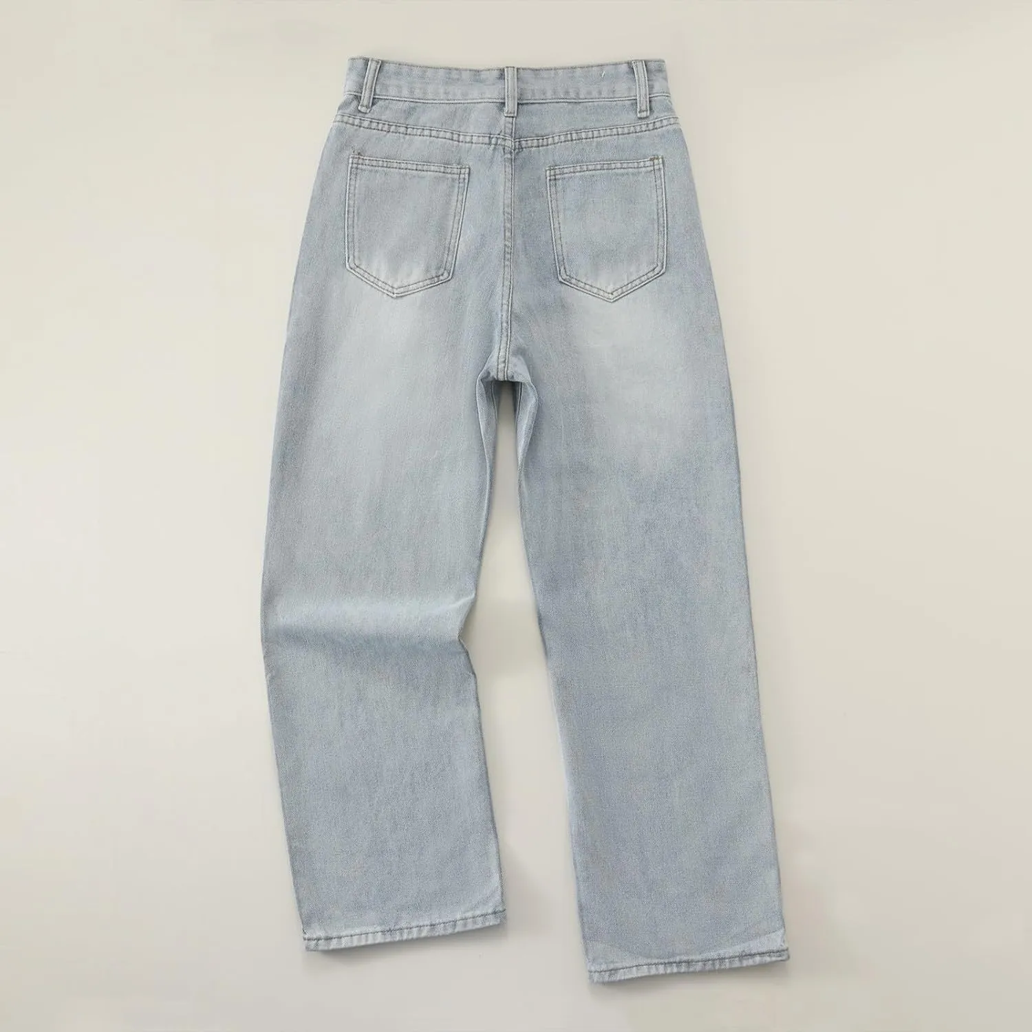 2024 Wide Leg Jeans for Women High Waist Stretchy Denim Capri Pants Fold Hem Cropped Baggy Denim Pants Trouser Jeans