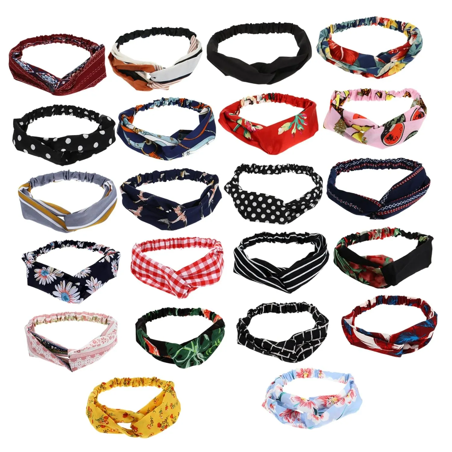 22Pcs Elastic Headbands for Sports Fitness Yoga Twisted Chiffon Hair Accessories for Women and Comfortable and Moisture Absorbing Any Occasion