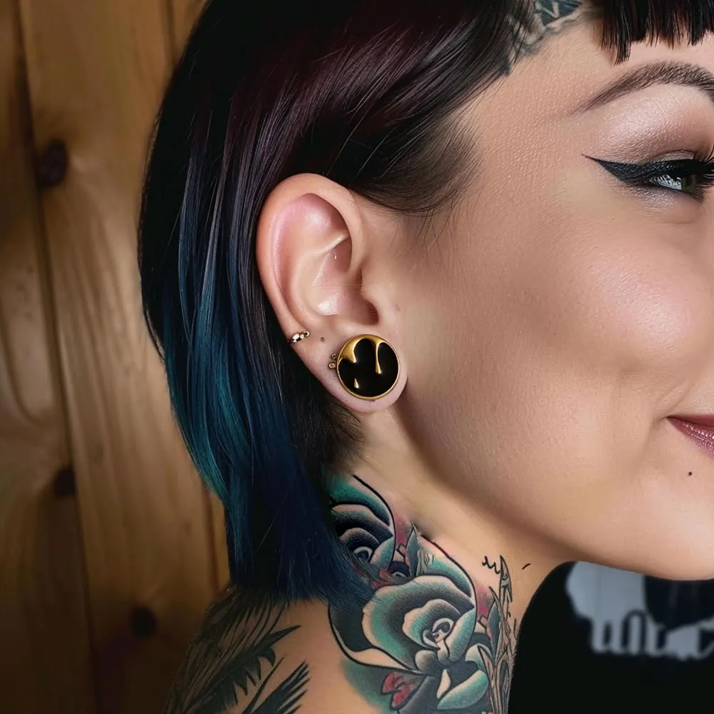 2PCS Water Drops Screw Ear Gauges 316L Stainless Steel Hypoallergenic Earrings Tunnels Plugs Expanders for Stretched Piercing Body Jewelry