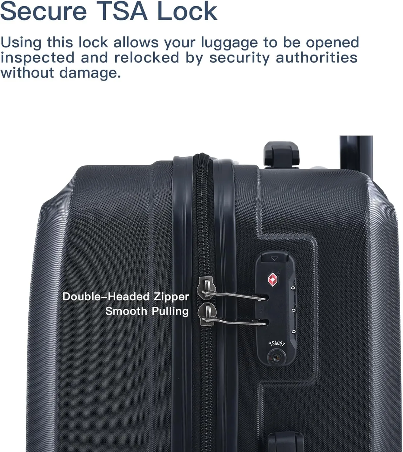 3-Piece ABS Hardshell Luggage Set (20"/24"/28") - Lightweight Spinner Suitcase w/TSA Lock & Organized Interior, Scratch-Resistant Carry-On & Check-In Luggage (Black)
