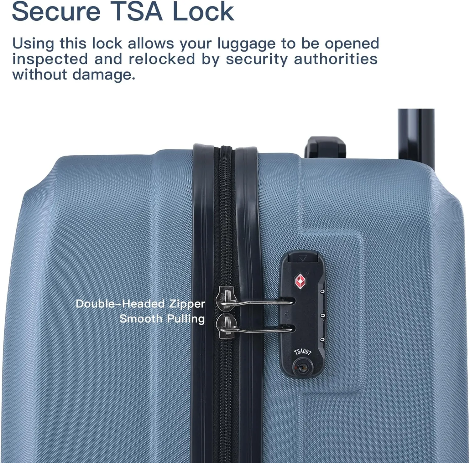 3-Piece ABS Hardshell Luggage Set (20"/24"/28") - Lightweight Spinner Suitcase w/TSA Lock & Organized Interior, Scratch-Resistant Carry-On & Check-In Luggage (Blue)