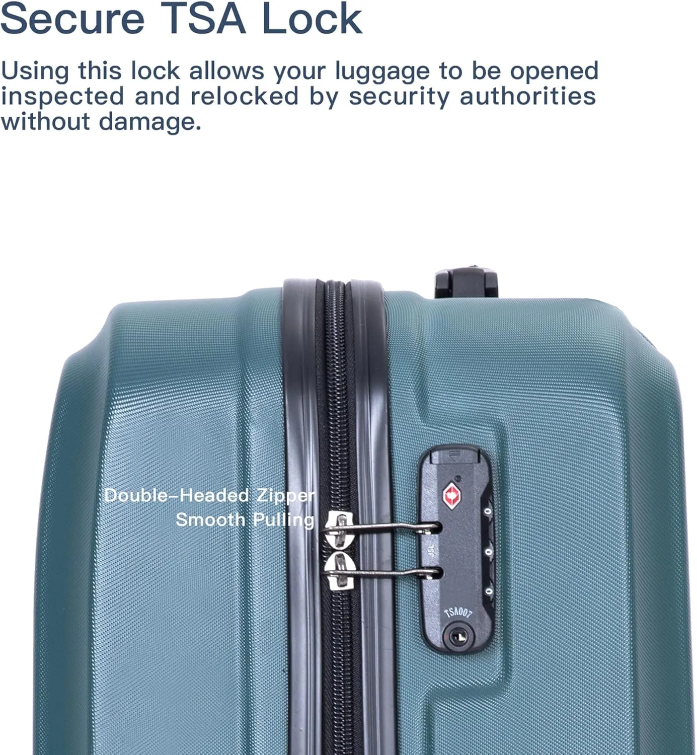 3-Piece ABS Hardshell Luggage Set (20"/24"/28") - Lightweight Spinner Suitcase w/TSA Lock & Organized Interior, Scratch-Resistant Carry-On & Check-In Luggage (Dark Green)
