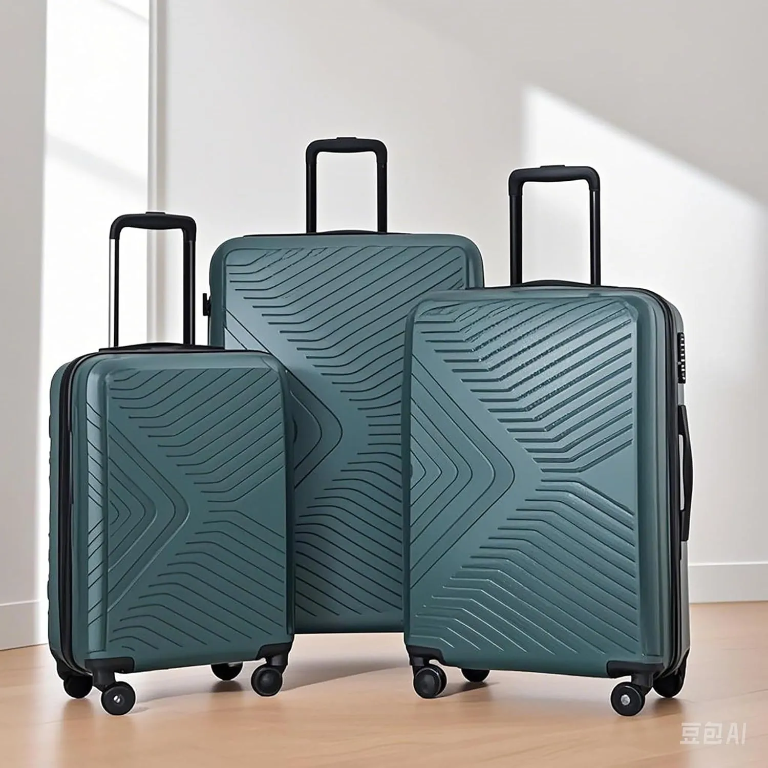 3-Piece ABS Hardshell Luggage Set (20"/24"/28") - Lightweight Spinner Suitcase w/TSA Lock & Organized Interior, Scratch-Resistant Carry-On & Check-In Luggage (Dark Green)