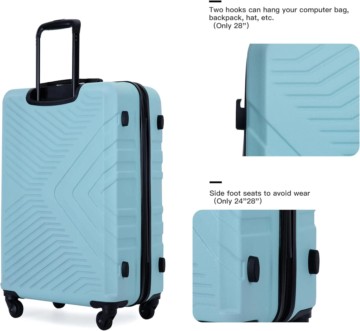 3-Piece ABS Hardshell Luggage Set (20"/24"/28") - Lightweight Spinner Suitcase w/TSA Lock & Organized Interior, Scratch-Resistant Carry-On & Check-In Luggage (Green)