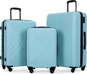 3-Piece ABS Hardshell Luggage Set (20"/24"/28") - Lightweight Spinner Suitcase w/TSA Lock & Organized Interior, Scratch-Resistant Carry-On & Check-In Luggage (Green)