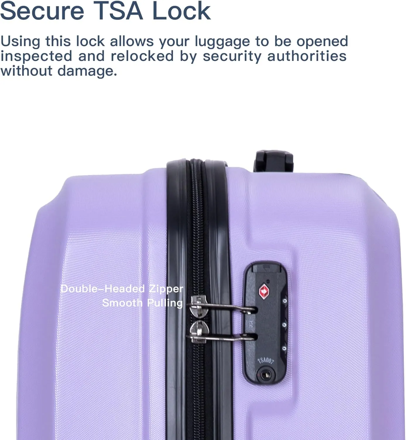 3-Piece ABS Hardshell Luggage Set (20"/24"/28") - Lightweight Spinner Suitcase w/TSA Lock & Organized Interior, Scratch-Resistant Carry-On & Check-In Luggage (Light Purple)