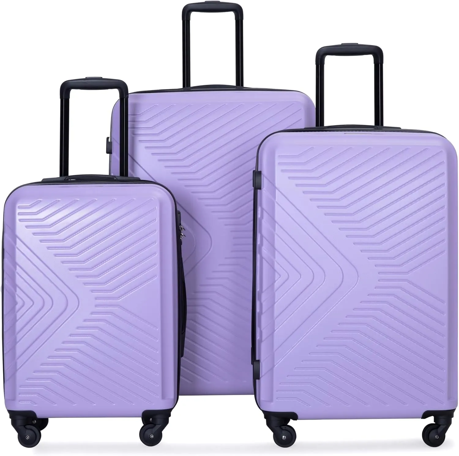 3-Piece ABS Hardshell Luggage Set (20"/24"/28") - Lightweight Spinner Suitcase w/TSA Lock & Organized Interior, Scratch-Resistant Carry-On & Check-In Luggage (Light Purple)