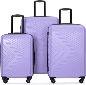 3-Piece ABS Hardshell Luggage Set (20"/24"/28") - Lightweight Spinner Suitcase w/TSA Lock & Organized Interior, Scratch-Resistant Carry-On & Check-In Luggage (Light Purple)