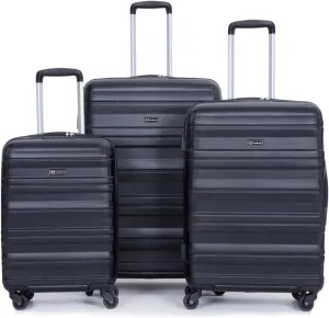 3-Piece Expandable Luggage Set (21/25/29 Inch) - PC Lightweight Hardshell Suitcases with Lock, 360 Spinner Wheels & 2 Utility Hooks - Carry-On & Checked Luggage for Travel (Black   PC)