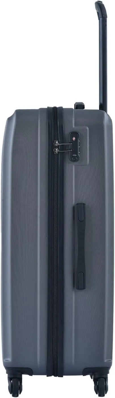 3-Piece Luggage Set - ABS Hard-Shell Suitcases with Spinner Wheels, TSA Lock, and Organized Interior (20"/24"/28"), Gray