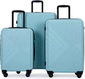 3-Piece Luggage Set - ABS Hard-Shell Suitcases with Spinner Wheels, TSA Lock, and Organized Interior (20"/24"/28"), Green