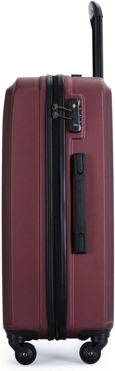 3-Piece Luggage Set - ABS Hard-Shell Suitcases with Spinner Wheels, TSA Lock, and Organized Interior (20"/24"/28"), Red