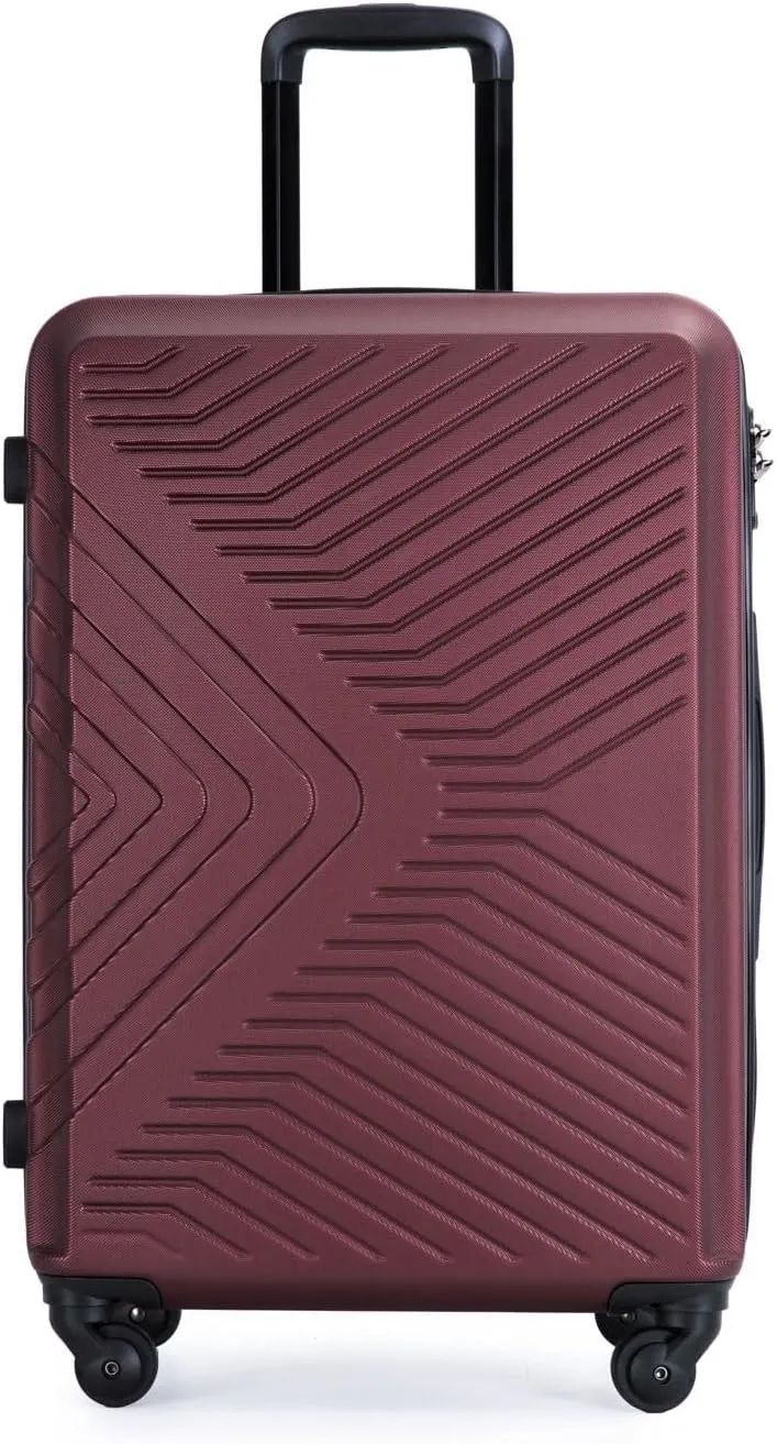 3-Piece Luggage Set - ABS Hard-Shell Suitcases with Spinner Wheels, TSA Lock, and Organized Interior (20"/24"/28"), Red