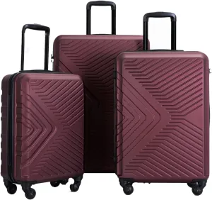 3-Piece Luggage Set - ABS Hard-Shell Suitcases with Spinner Wheels, TSA Lock, and Organized Interior (20"/24"/28"), Red