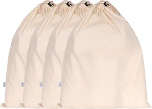 4-Pack Cotton Large Drawstring Pouches 19" x 24" Muslin Grocery Home storage Luggage Organizer Storage Dust-Proof Bags Cover for Shoes, Handbags, Backpacks
