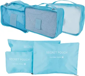 6pcs Luggage Organizer Bags, Nylon Cloth Packing Cubes for Travel Travel Organizer Bags Travel Compression Bags Traveling Bags for Women, Travel (Blue)