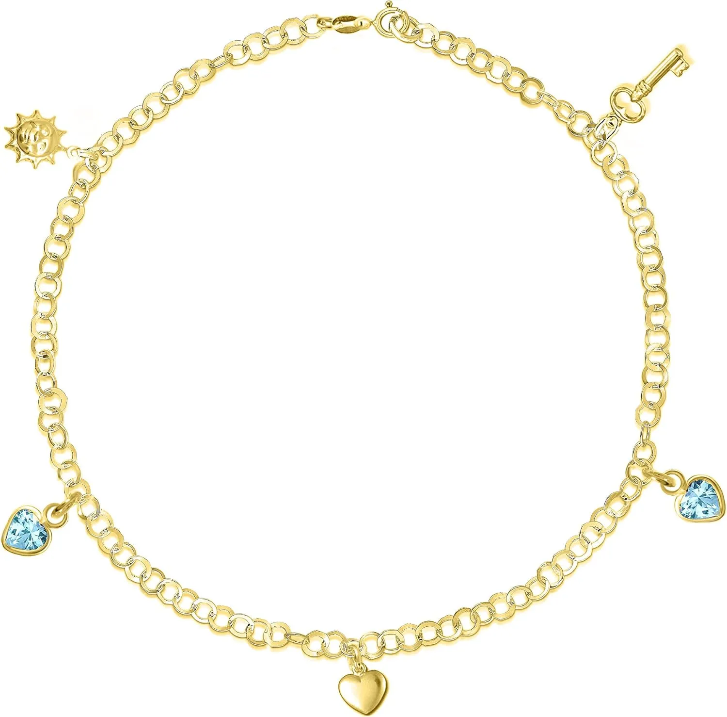 925 Sterling Silver Charm Anklet For Women, 10" Inch Silver and Gold Anklet, Charm Ankle Bracelets,Heart Charm,Accessories For Women Jewelry, Dainty Foot Jewelry