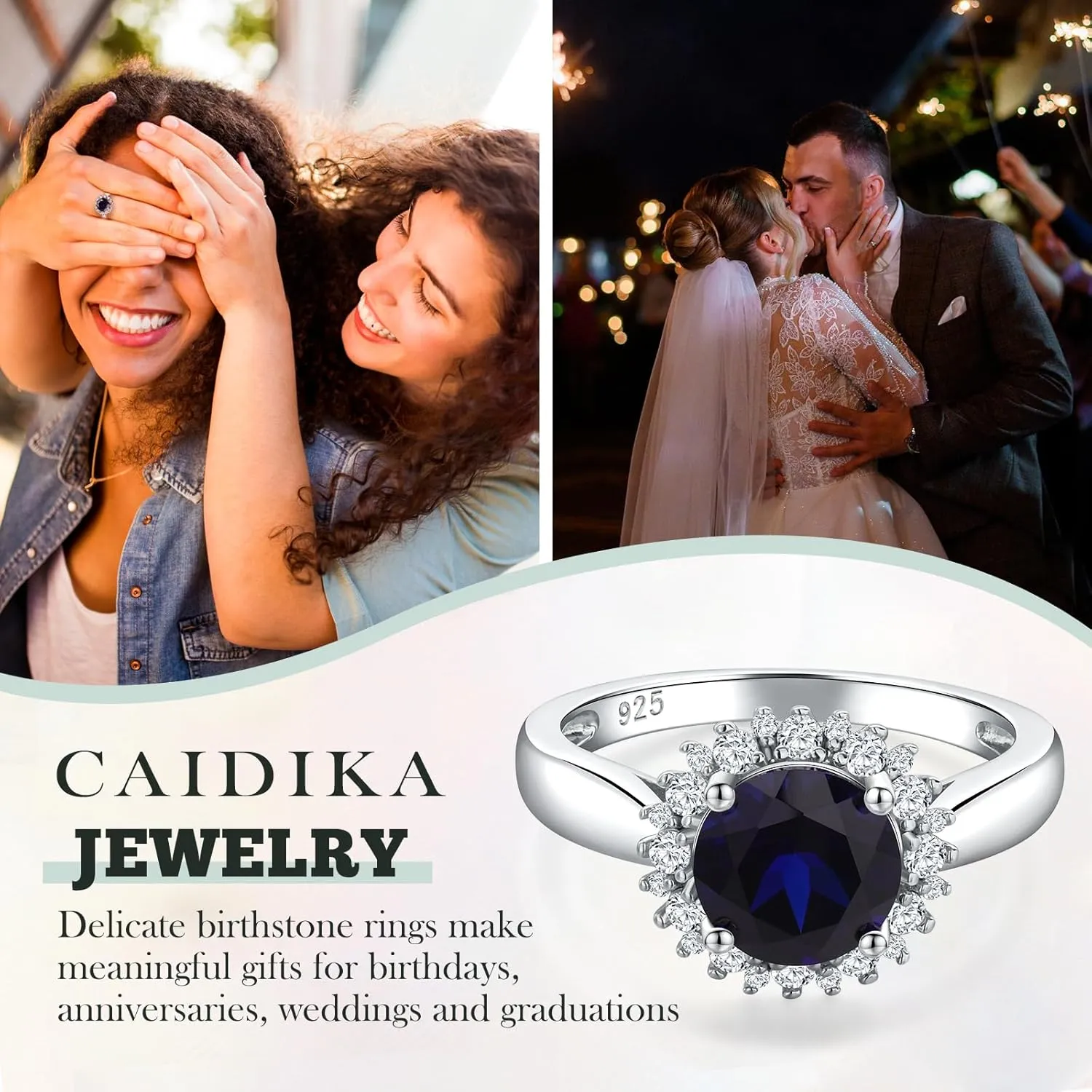 925 Sterling Silver Gemstone Engagement Ring for Women Moissanite/Zircon &Created Amethyst/Aquamarine/Emerald/Ruby/Sapphire Promise Rings Cocktail Wedding Birthday Jewelry