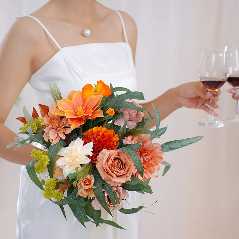 A863603 Autumn Series With Greenery Bridal Bouquet Wedding Supplies