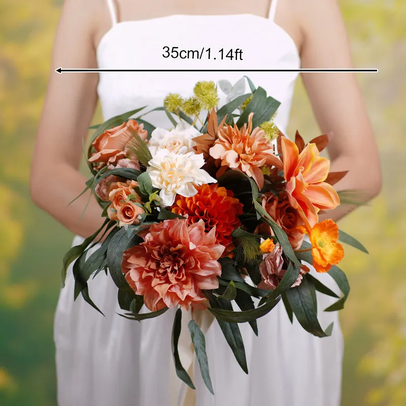 A863603 Autumn Series With Greenery Bridal Bouquet Wedding Supplies