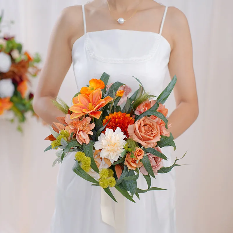 A863603 Autumn Series With Greenery Bridal Bouquet Wedding Supplies