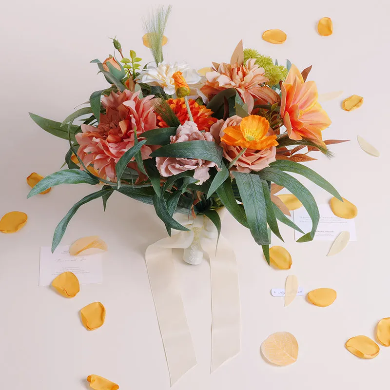 A863603 Autumn Series With Greenery Bridal Bouquet Wedding Supplies