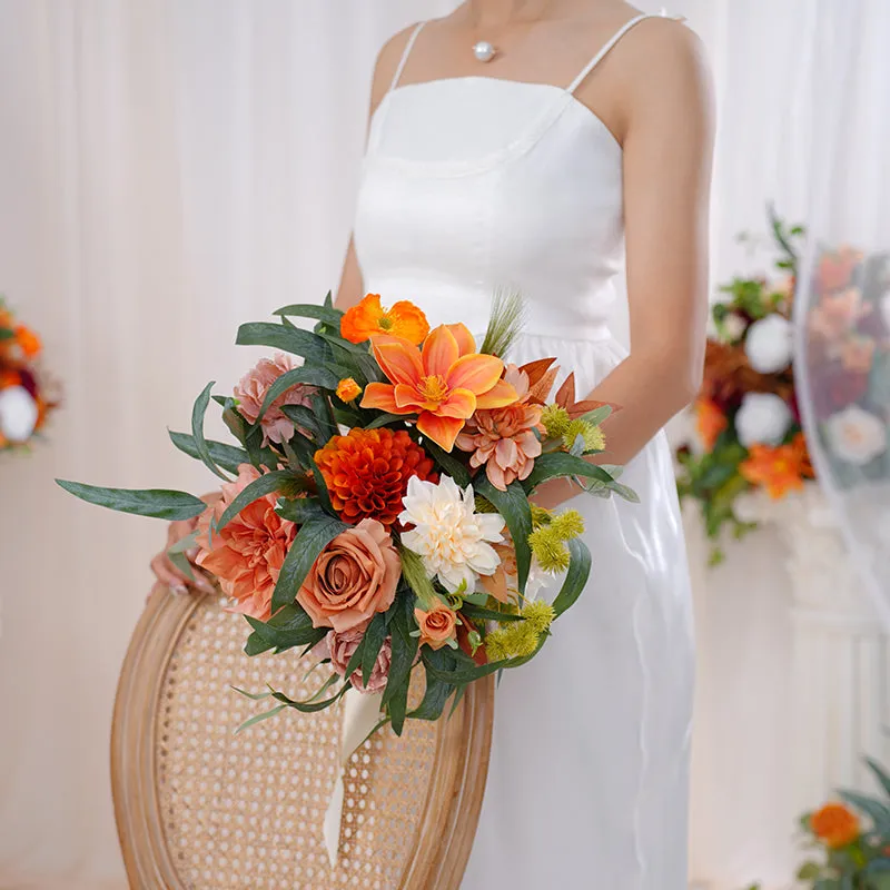 A863603 Autumn Series With Greenery Bridal Bouquet Wedding Supplies