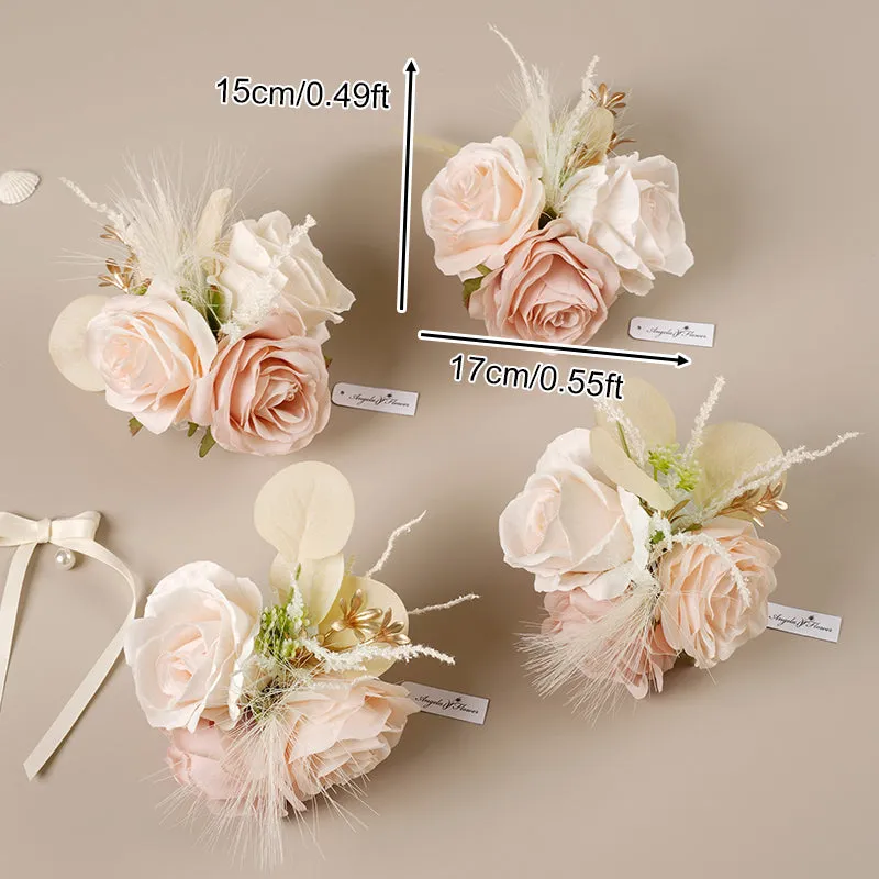 A86386 Champagne Rose Series Wrist Flower Bridal Decoration Wedding Supplies