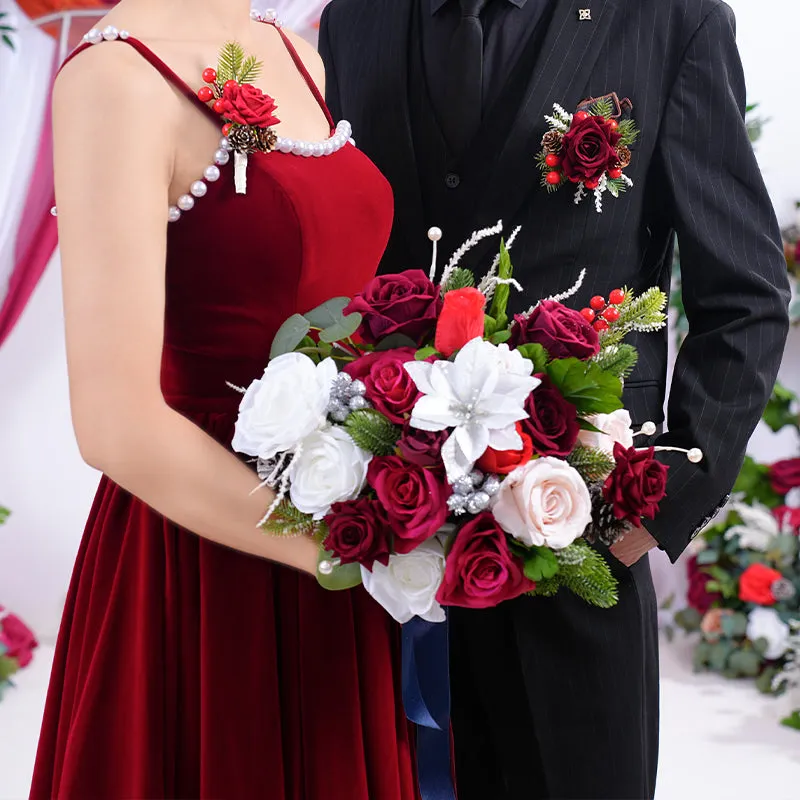 A866206 Christmas Series Corsage Flower Wedding Party Bridal Supplies