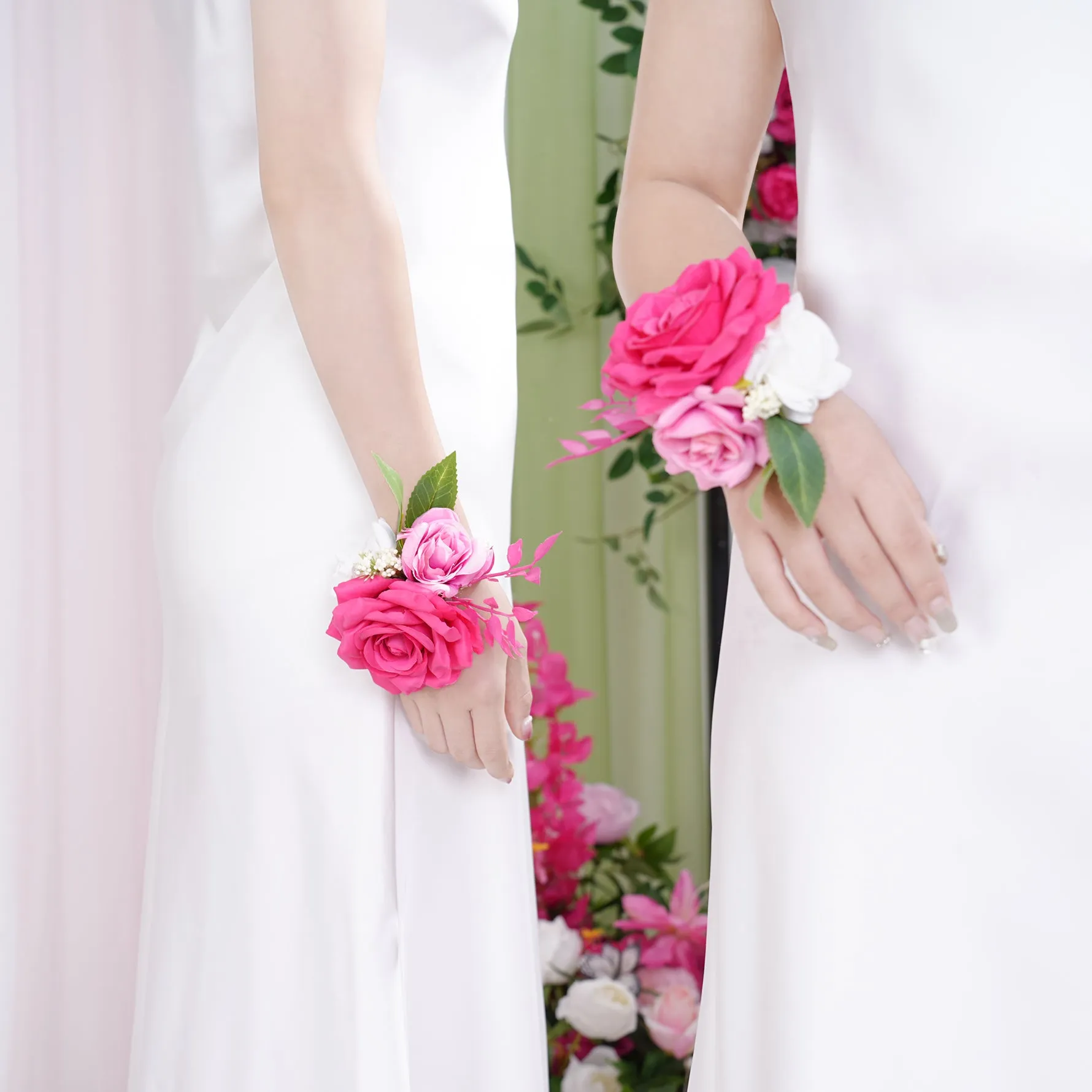 A866307 Hot Pink Series Wrist Flower Wedding Personal Decor Supplies