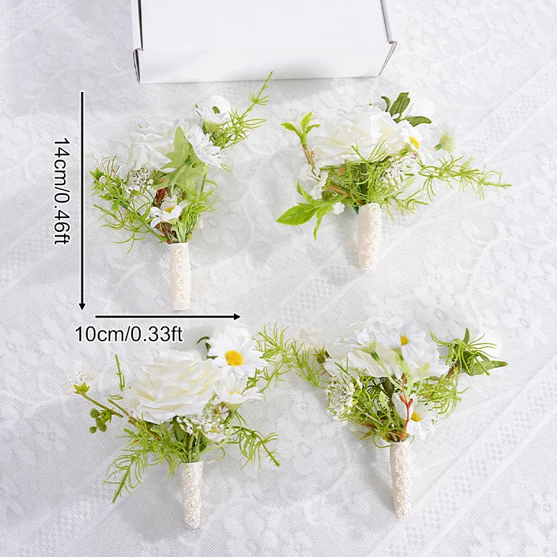 A869756 White Series Daisy Corsage Flower Bridal Bridegroom Wedding Event Supplies