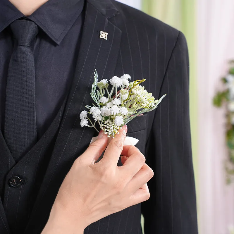 A869756 White Series Daisy Corsage Flower Bridal Bridegroom Wedding Event Supplies