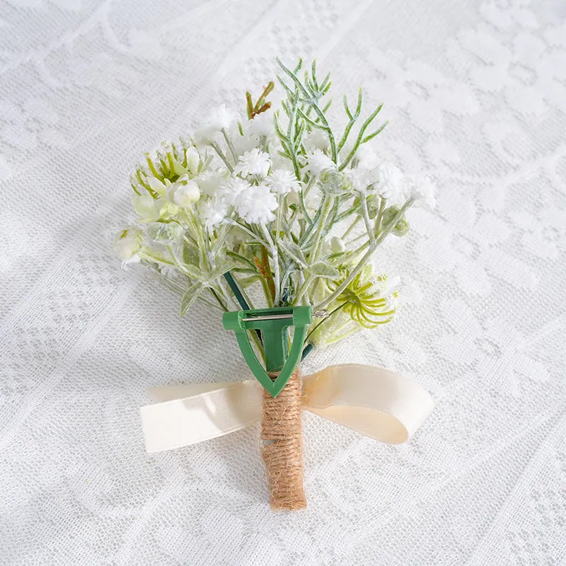 A869756 White Series Daisy Corsage Flower Bridal Bridegroom Wedding Event Supplies