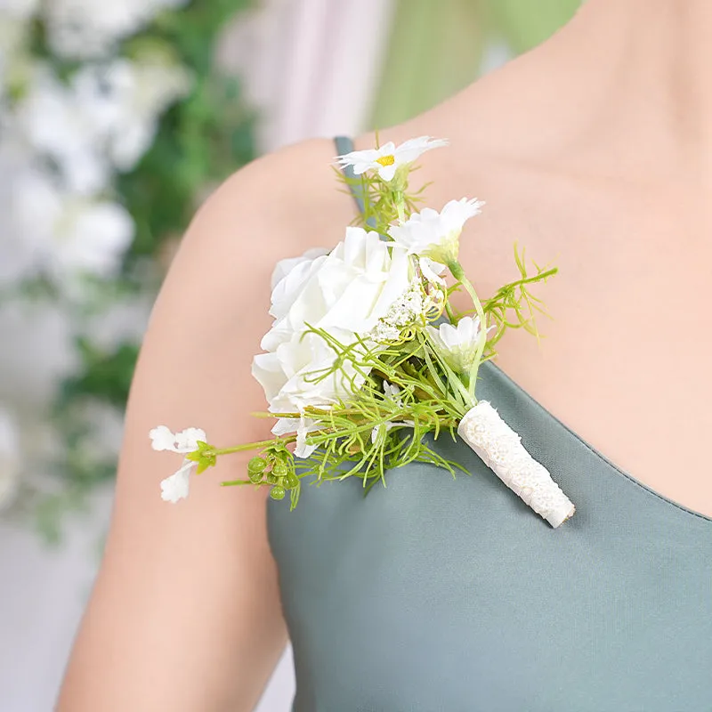 A869756 White Series Daisy Corsage Flower Bridal Bridegroom Wedding Event Supplies