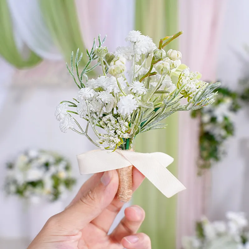 A869756 White Series Daisy Corsage Flower Bridal Bridegroom Wedding Event Supplies
