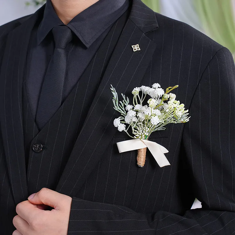 A869756 White Series Daisy Corsage Flower Bridal Bridegroom Wedding Event Supplies