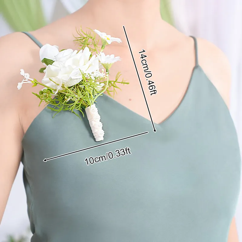 A869756 White Series Daisy Corsage Flower Bridal Bridegroom Wedding Event Supplies
