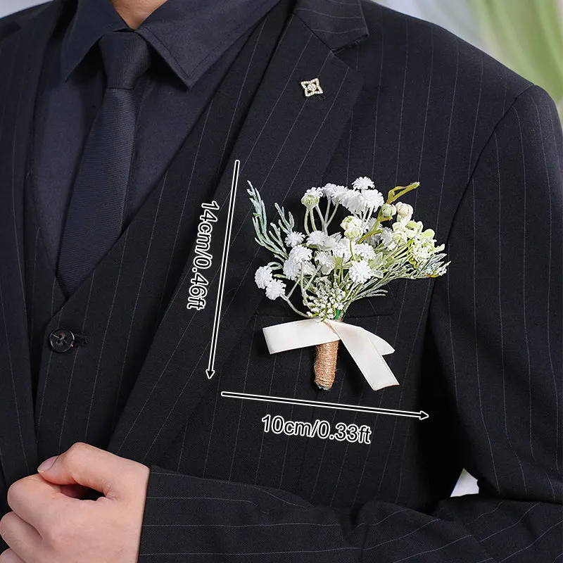 A869756 White Series Daisy Corsage Flower Bridal Bridegroom Wedding Event Supplies