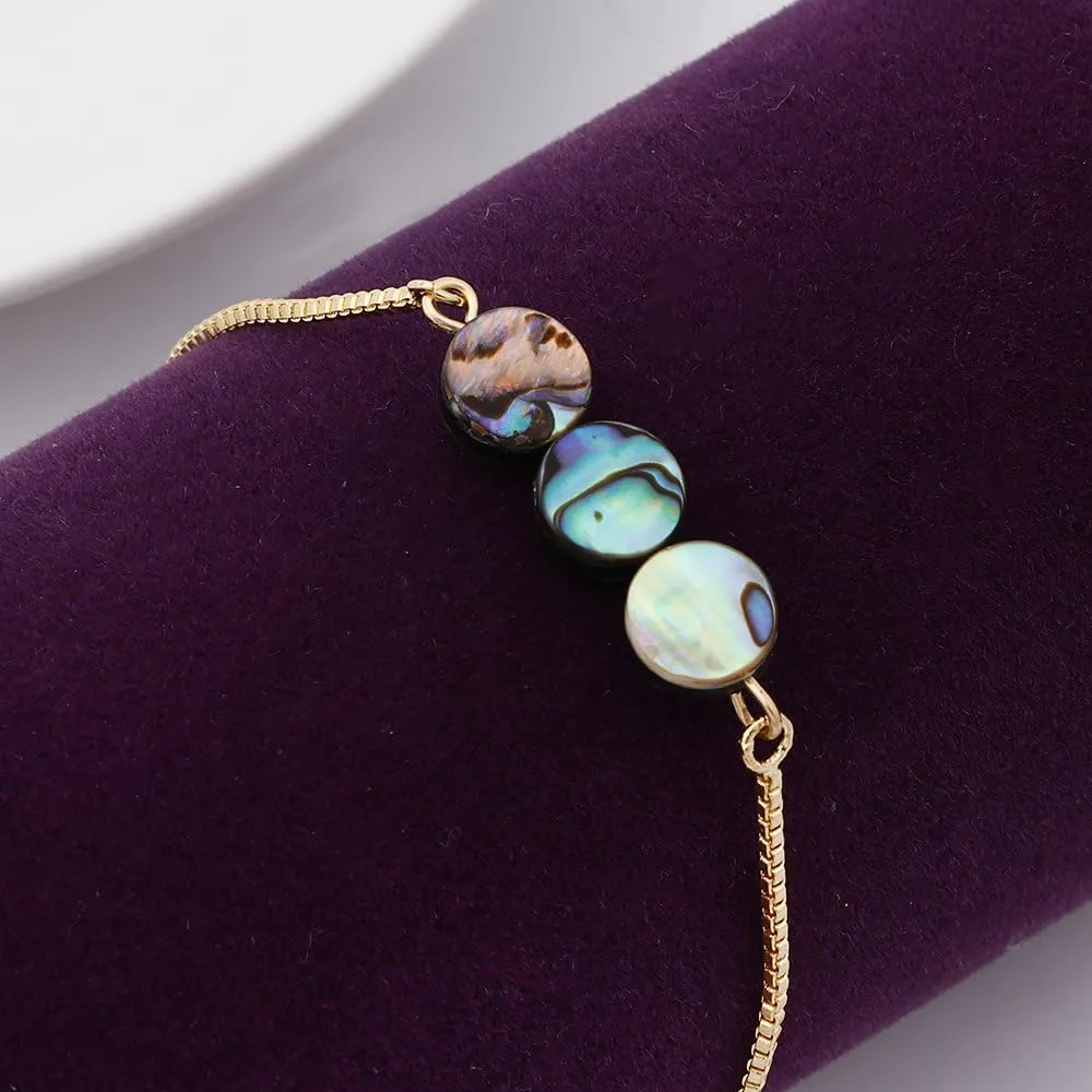 Abalone Shell Beaded Bracelet Charming Hand Accessory for Women Adjustable 10"