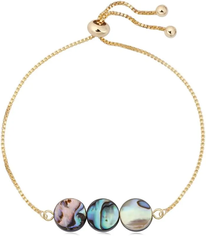 Abalone Shell Beaded Bracelet Charming Hand Accessory for Women Adjustable 10"