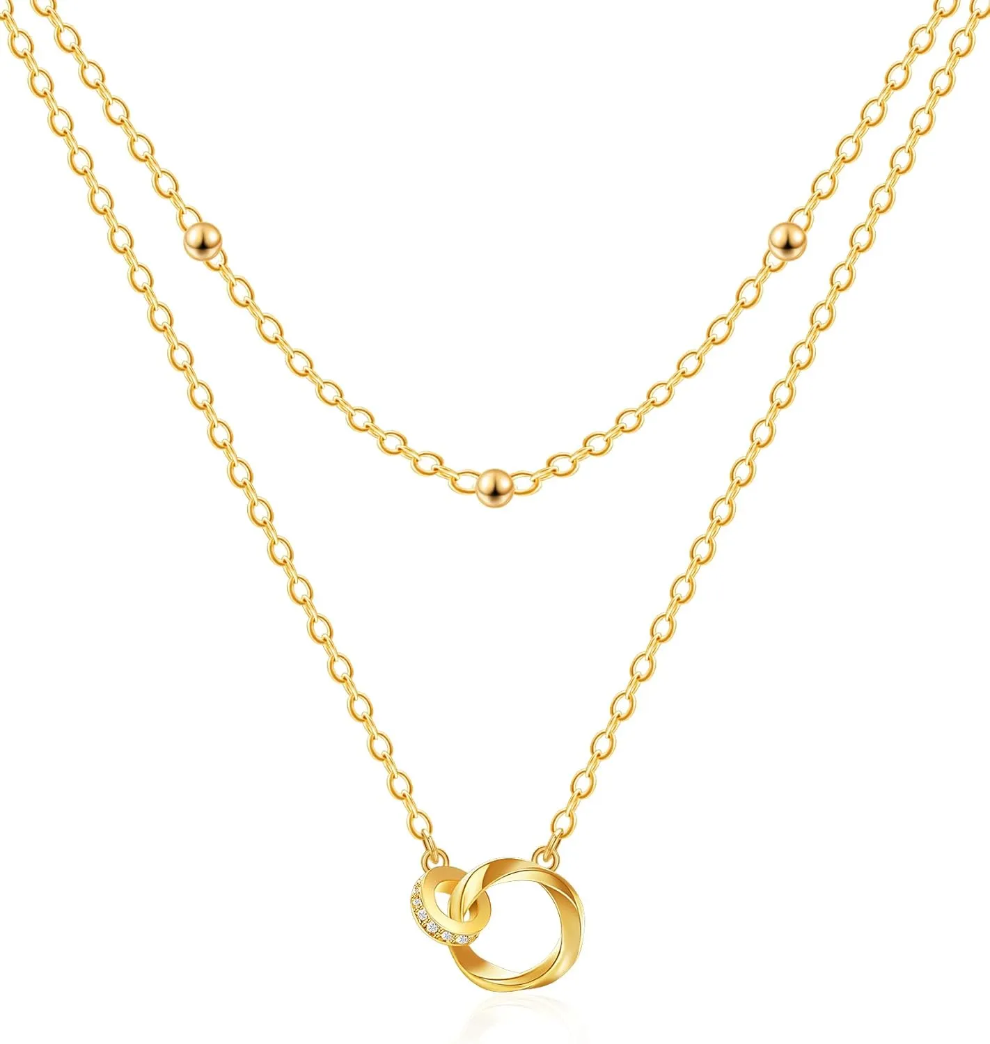 ACECHA Layered Necklaces for Women, 18K Gold Plated Choker Necklace for Women Trendy Silver Dainty Simple Layering Coin Heart Pendant Jewelry Gifts
