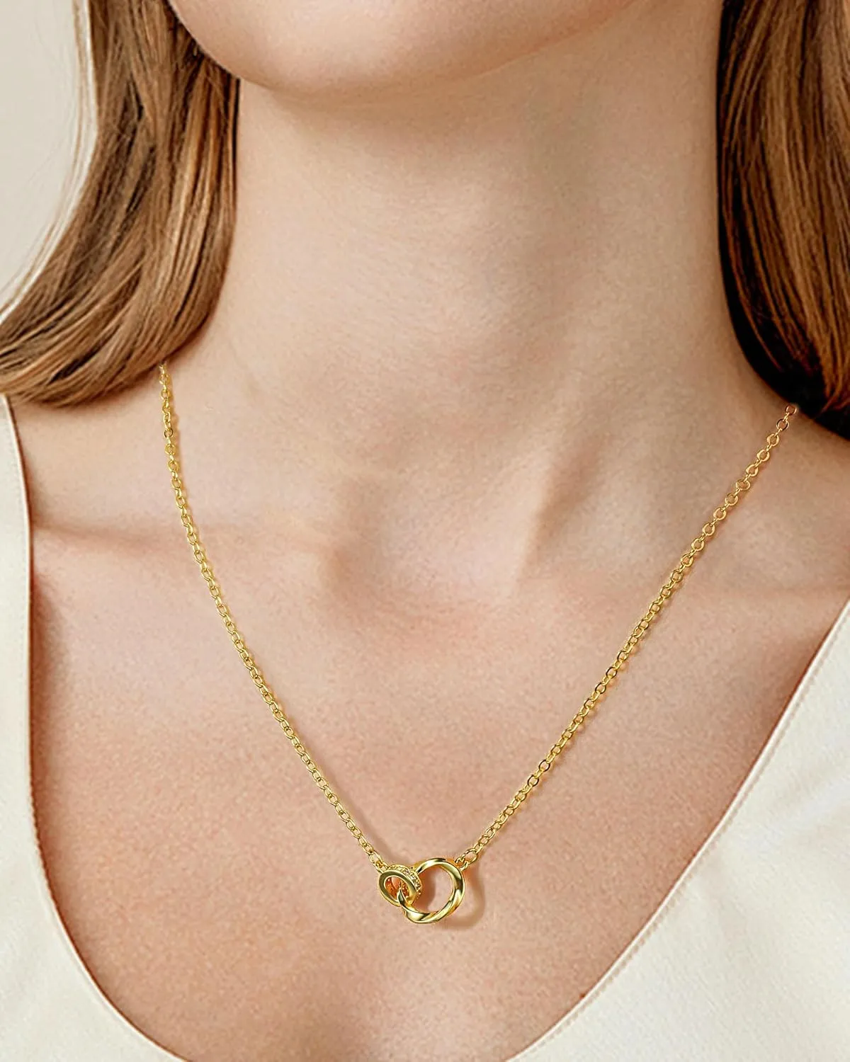 ACECHA Layered Necklaces for Women, 18K Gold Plated Choker Necklace for Women Trendy Silver Dainty Simple Layering Coin Heart Pendant Jewelry Gifts
