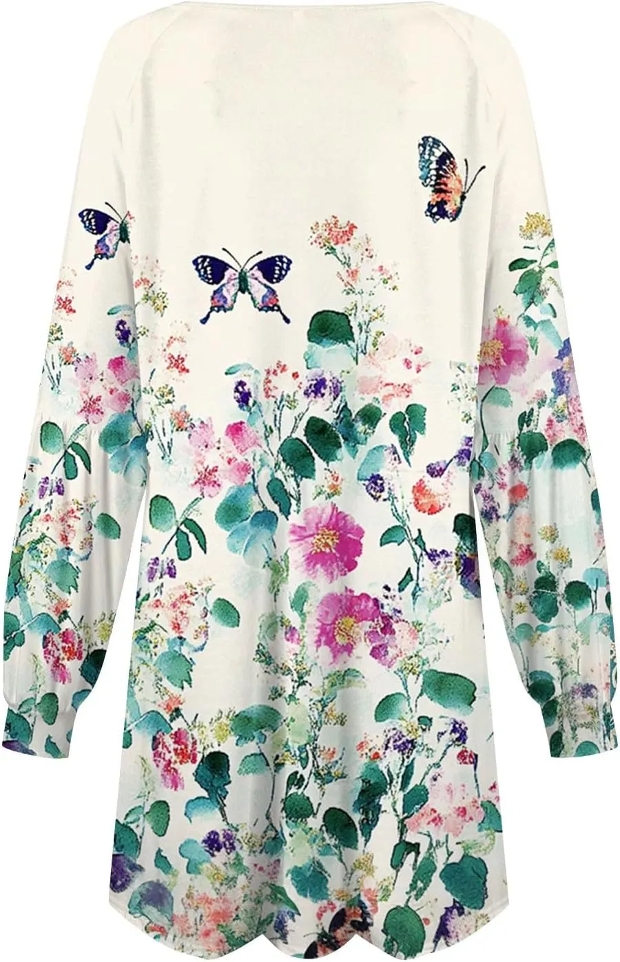 ADHOWBEW Summer Dresses for Women 2025 Long Sleeve Trendy Plus Size Sexy Casual Round Neck Midi Dresses